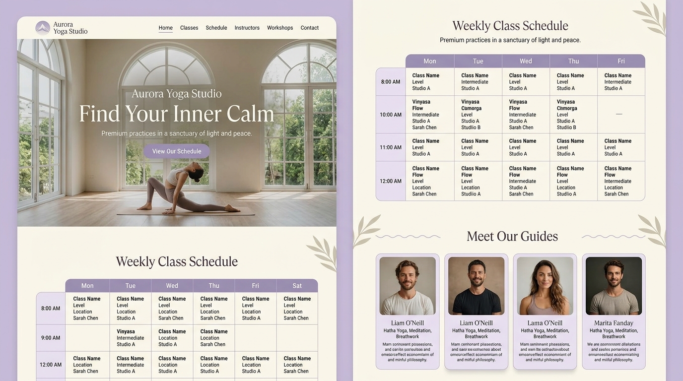 Fitness project — Aurora Yoga Studio